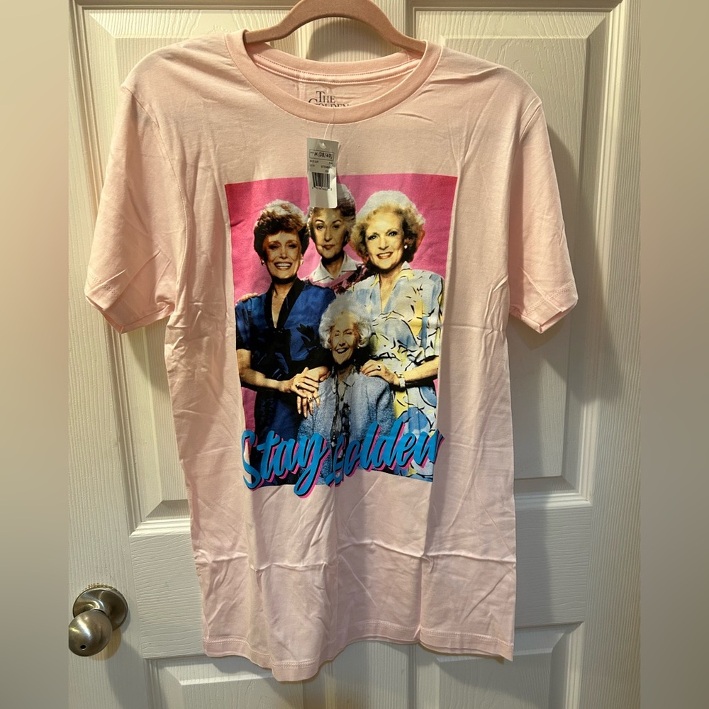 The Golden Girls Size Medium Pink Graphic T-Shirt with Iconic Print Stay Golden